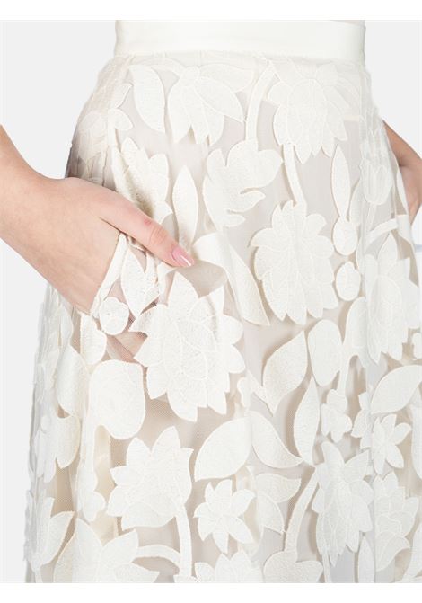 Gonna midi ricamata in tulle in bianco ELie Saab - donna ELIE SAAB | SK120NR25TU012OFFWHT